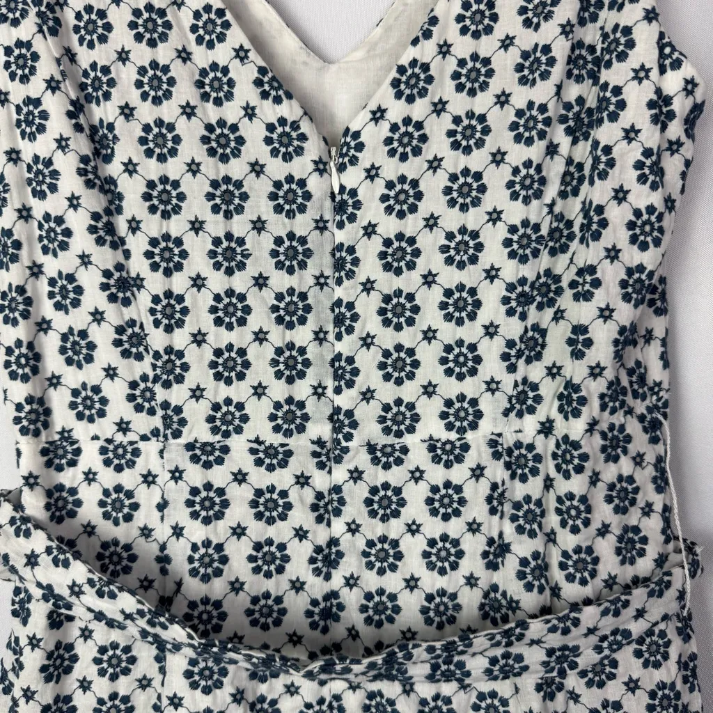 Boutique Taylor White & Blue Floral Embroidered Tiered Midi Dress 4 - Image 6