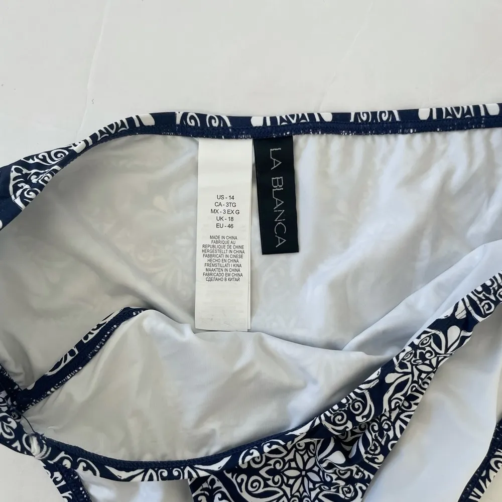 La Blanca dark navy blue mandala shirred side bikini bottoms 14 NWT - Image 5