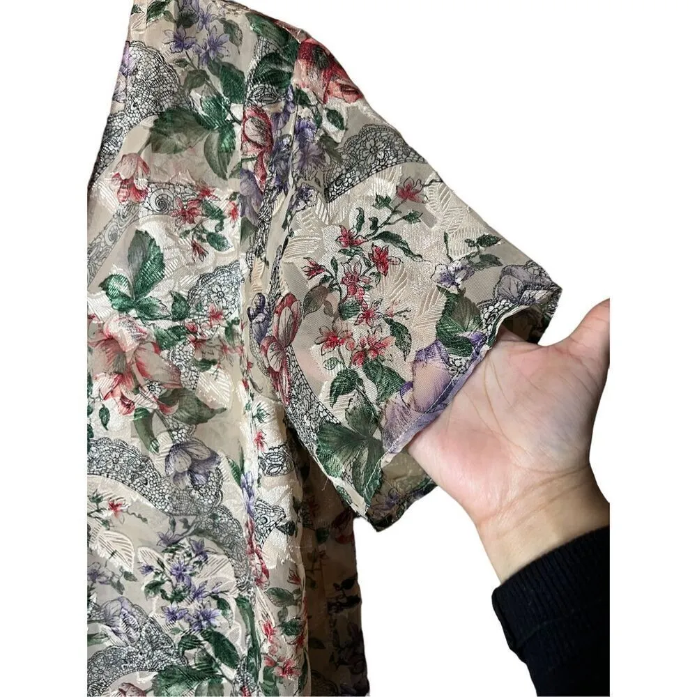 Vintage Victoria’s Secret Gold‎ Label Floral Print Short Sleeve Sleep Top Size M - Image 4