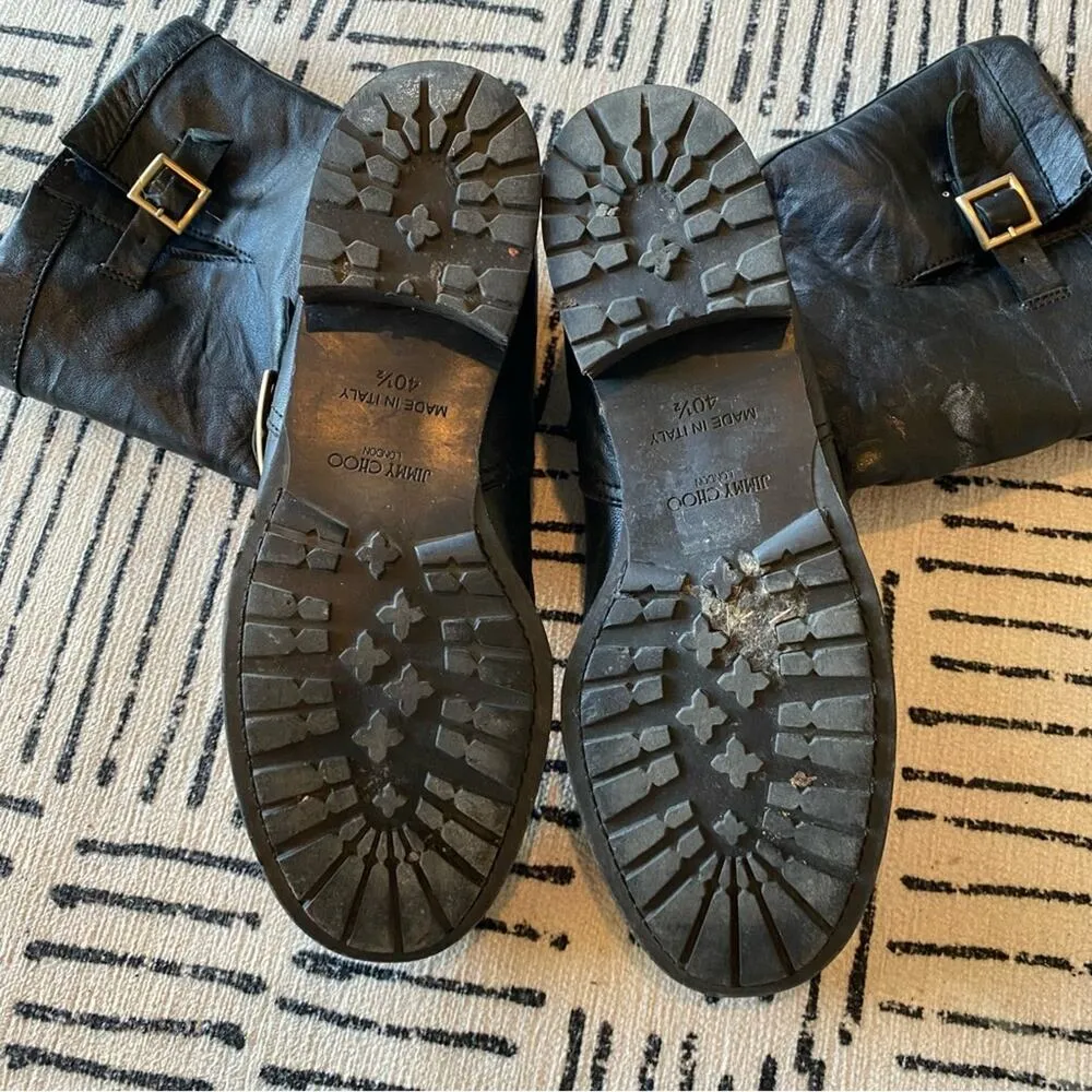 Jimmy Choo Leather Moto Boots Black 40.5 10 - Image 6