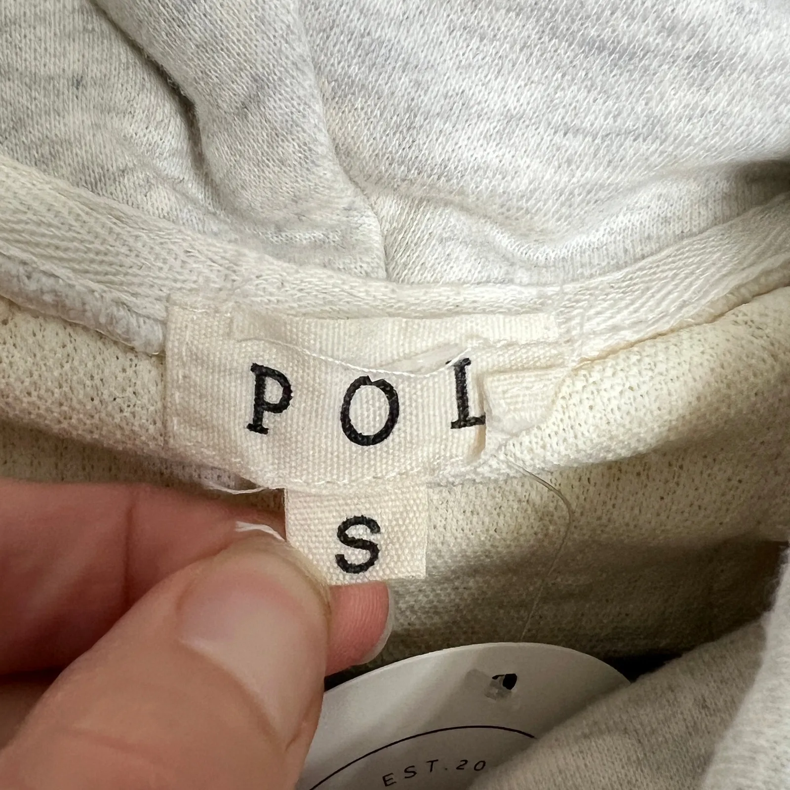 POL Cowl Neck Pullover Cream Gray Oversized Bling Size Small - Image 4