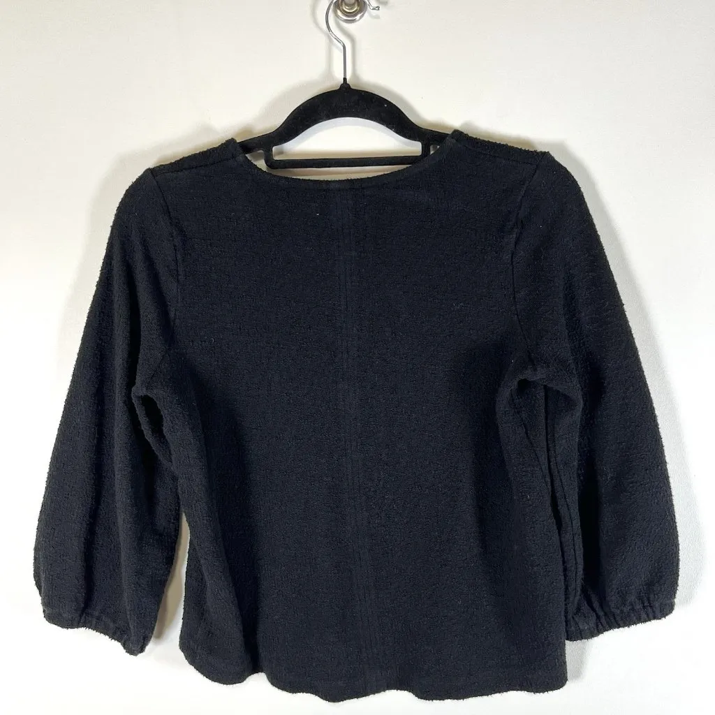 Madewell‎ Womens Sweater Small Black Pullover Long Sleeve Cotton V-Neck - Image 6