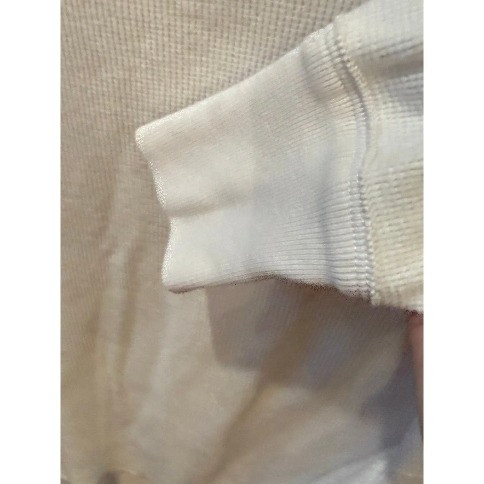 We The Free White Thermal Waffle Knit Oversized Split Back Top Medium Boho - Image 6