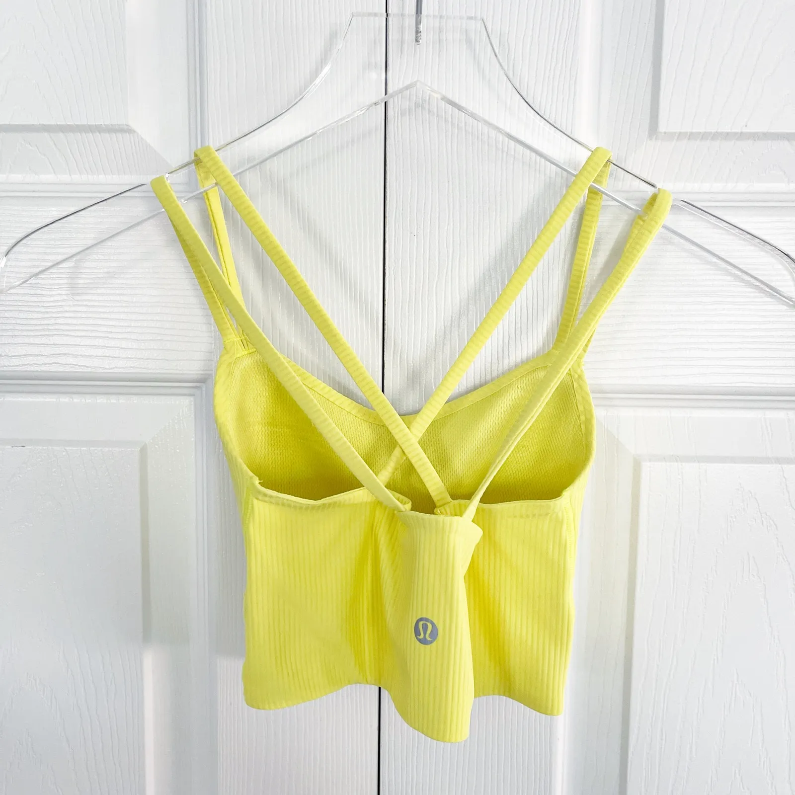 Lululemon Like a Cloud Ribbed Longline Bra in Electric Lemon - Image 3