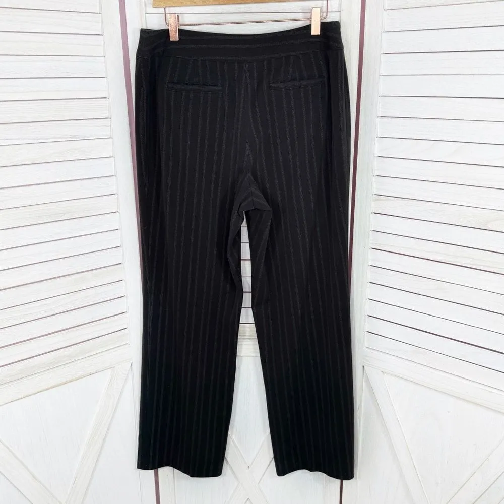 Style & Co Petite Pinstripe Straight Leg Dress Pants Black Grey 10P Mid Rise Y2K - Image 2