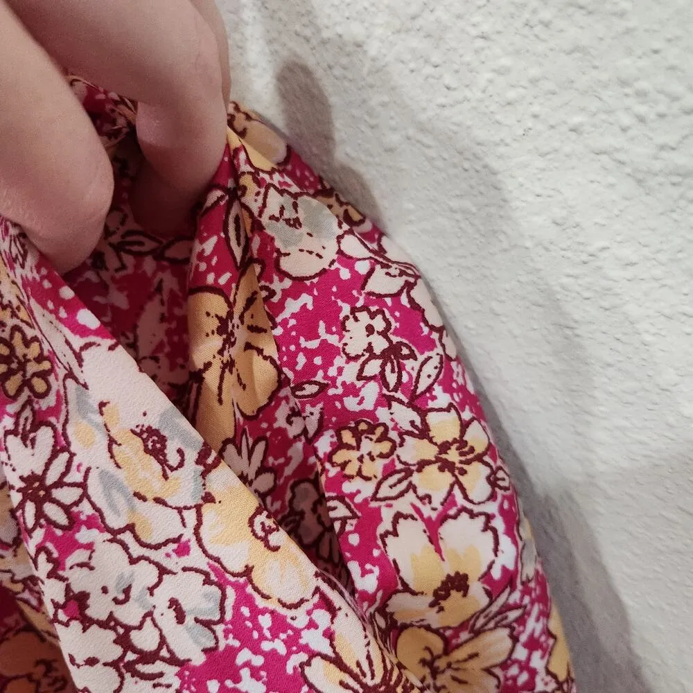 Band Of The Free Floral Built In Bra Sweetheart Fit & Flare Dress Pink Sz Small - Image 7