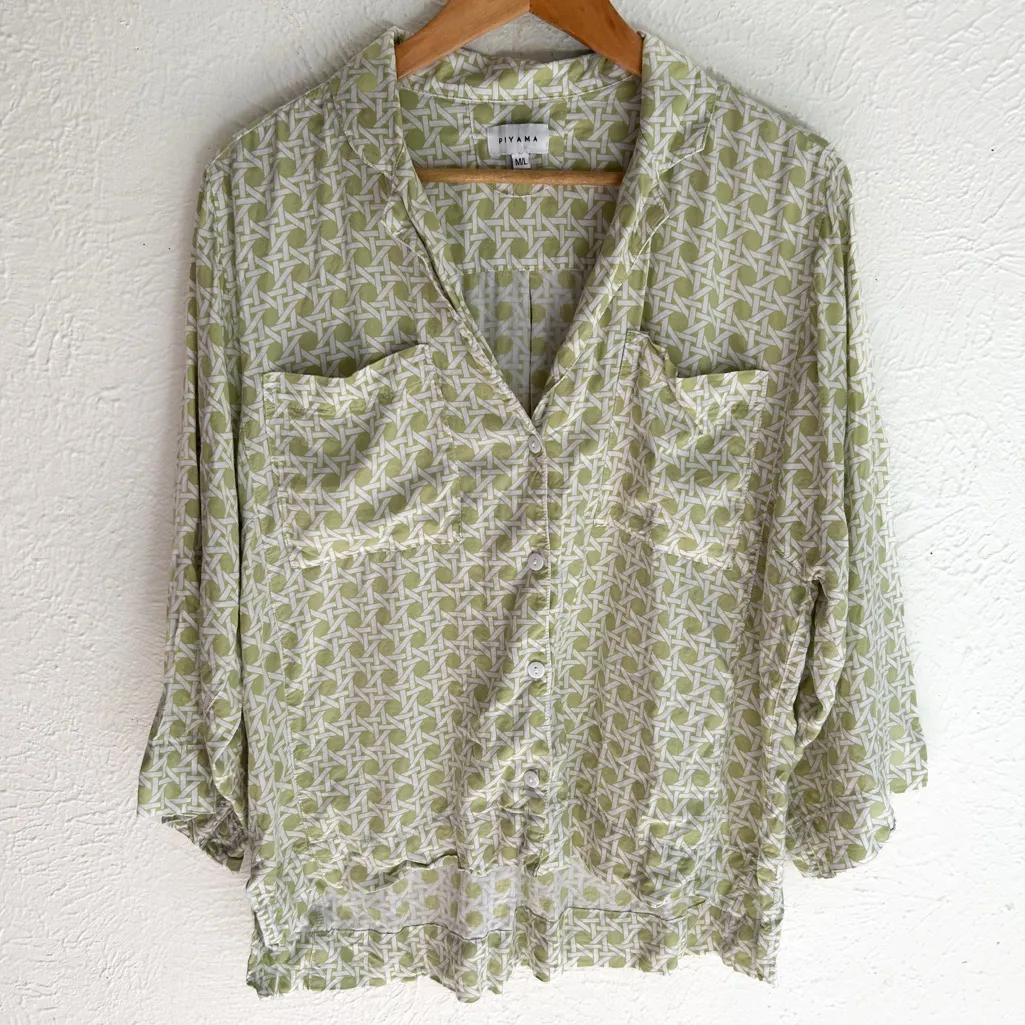 Piyama Peta Rattan Margaritas Green Pajama Top Only Sz M/L Size L - Image 2
