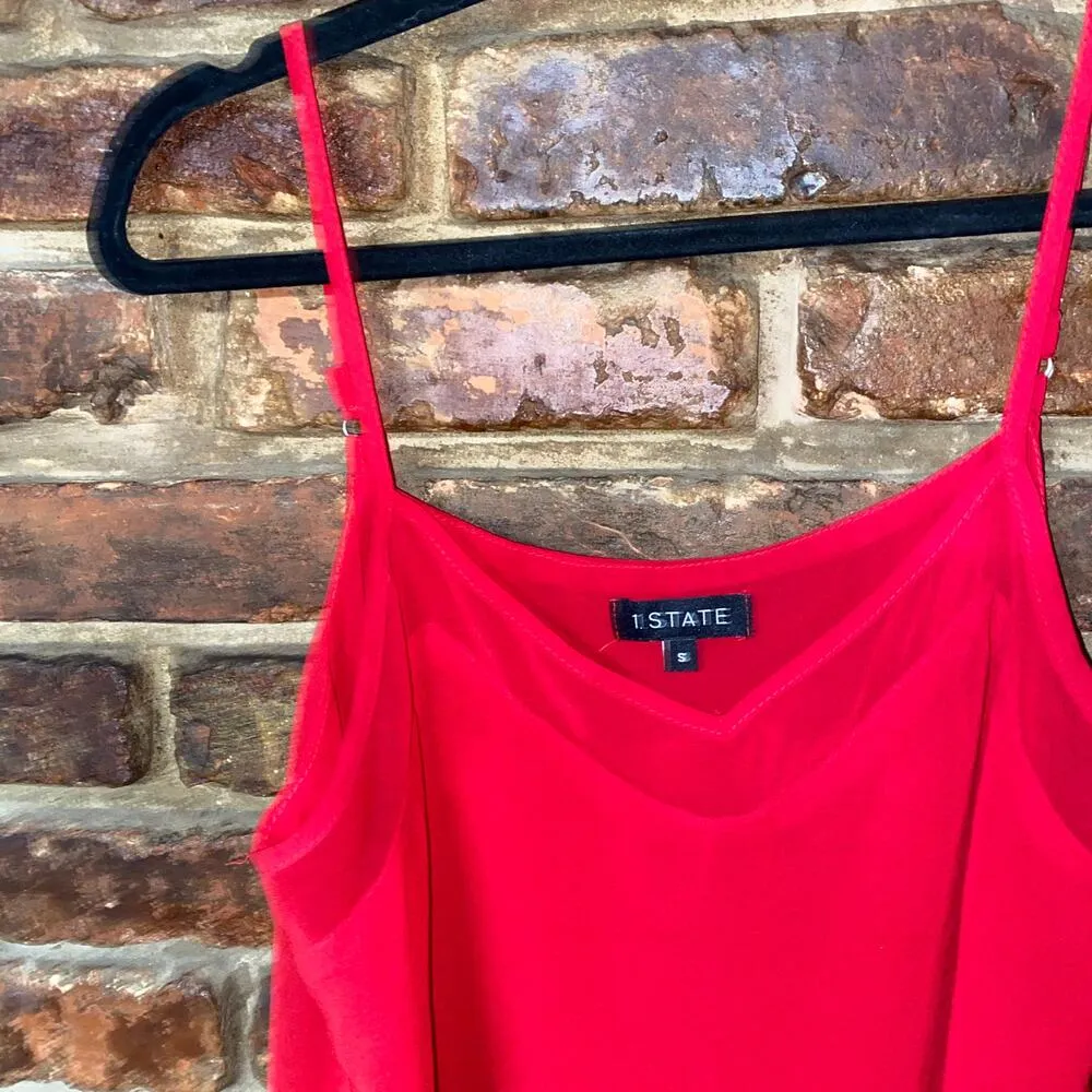 1. State Red Sheer Mesh Yoke V - Image 4