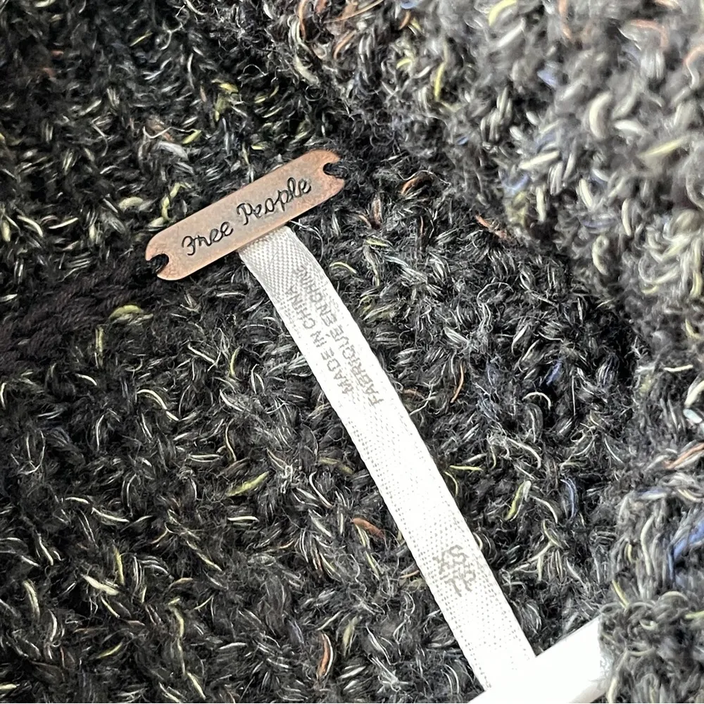 Free People wool Dylan Tweedy Pullover Waffle Knit Turtleneck Sweater Gray (xs) - Image 3