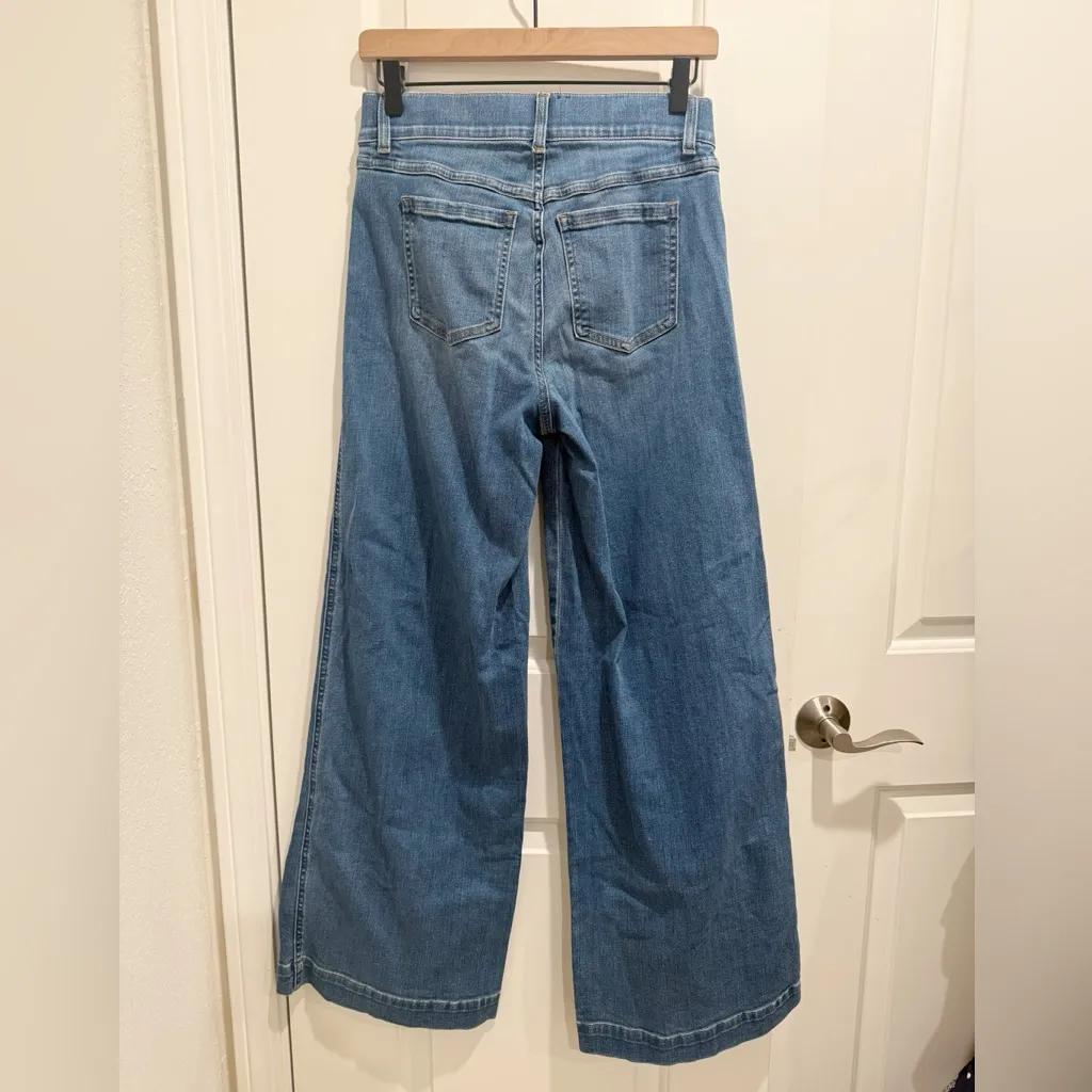 SPANX Seamed Front Wide Leg Jeans in Vintage Indigo Flare Pull On size Small - Image 6