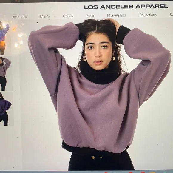 American apparel heavy fleece oversize turtleneck sweater with contrast rib - Image 2