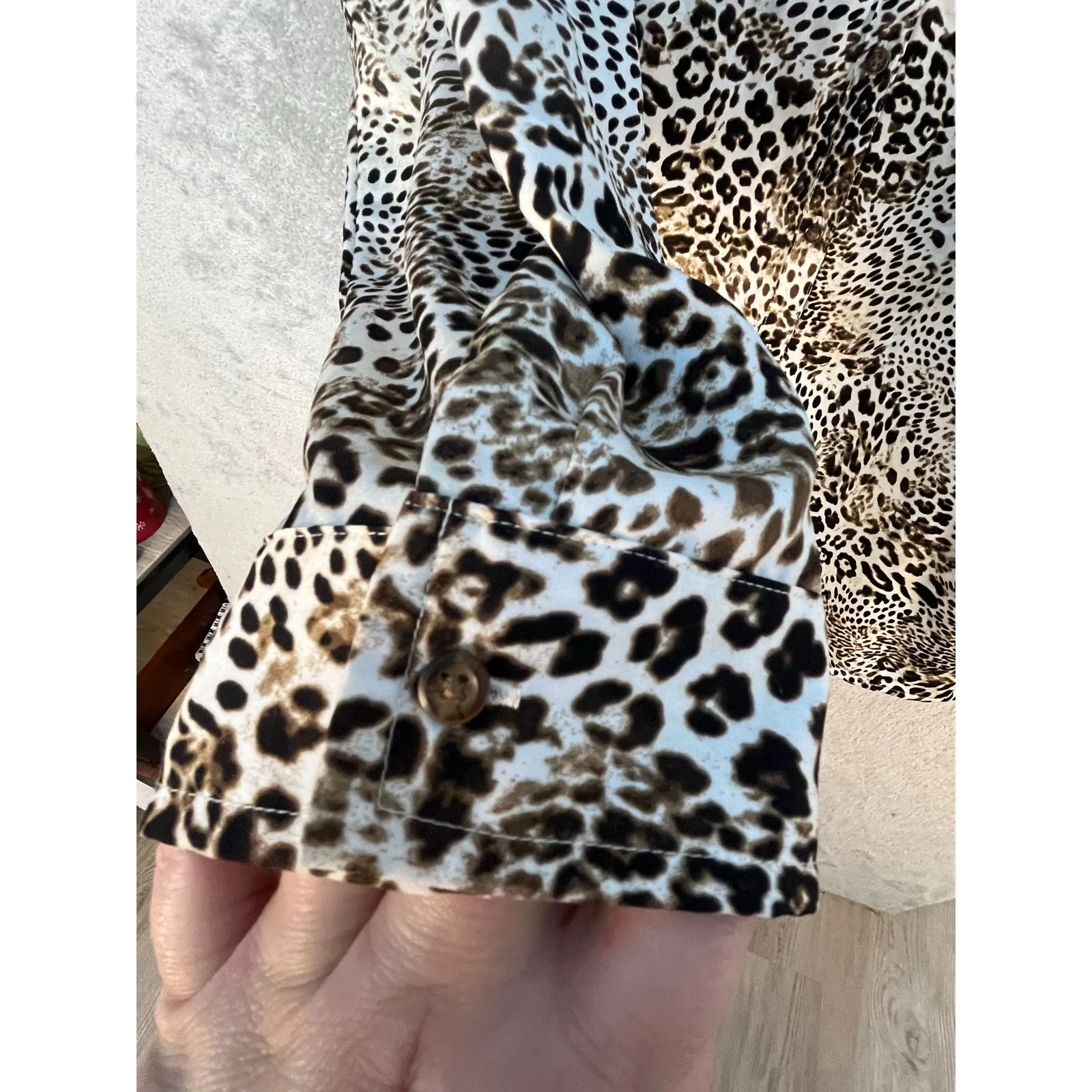 Chico's Button Down Blouse Large Animal Print Academia Mob Wife Boho - Image 3