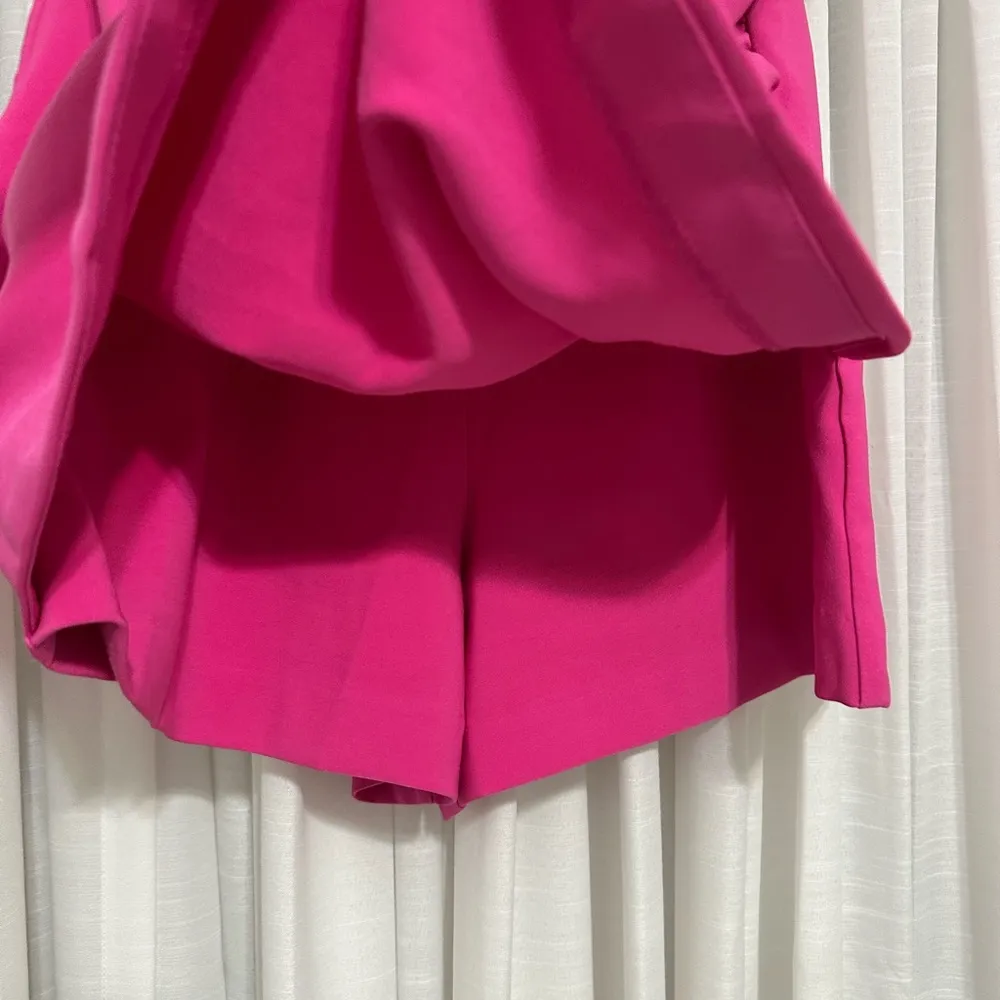 glam Vibrant Pink Strapless Skort Romper - Image 6