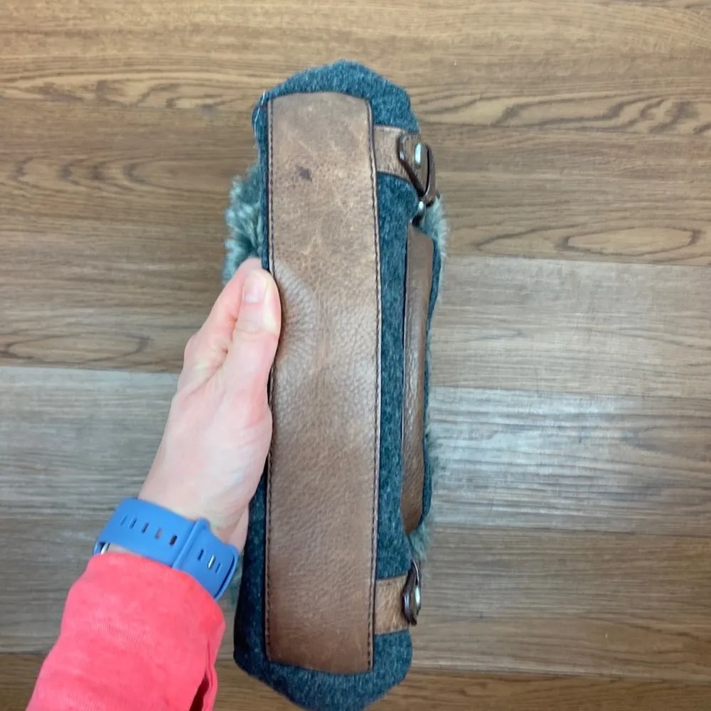 Fossil Maddox Small Workbag Brown Faux Fur Leather Crossbody - Image 10