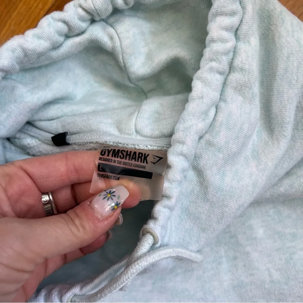 Light Blue Gymshark Hoodie Sz L - Image 4