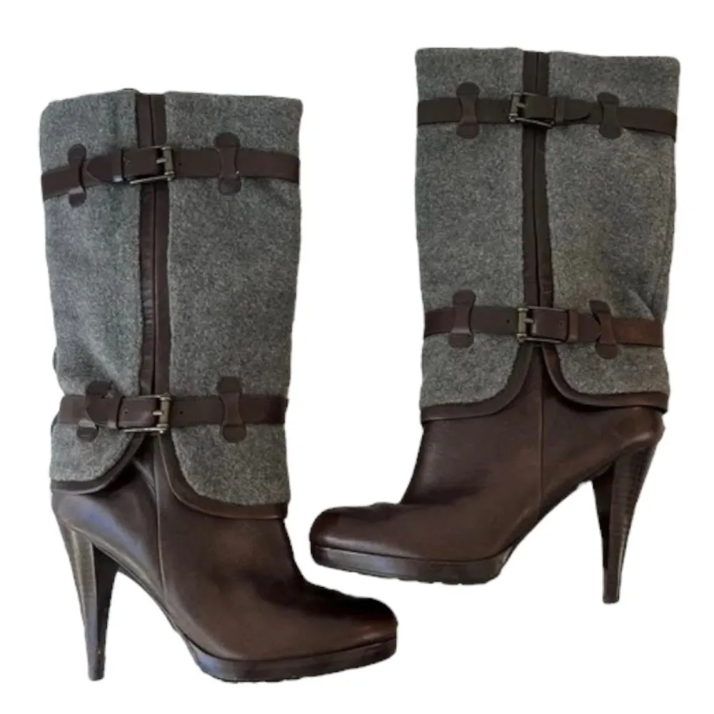 Kennedy Wool/Leather Boots Gray Brown Size 8B - Image 8