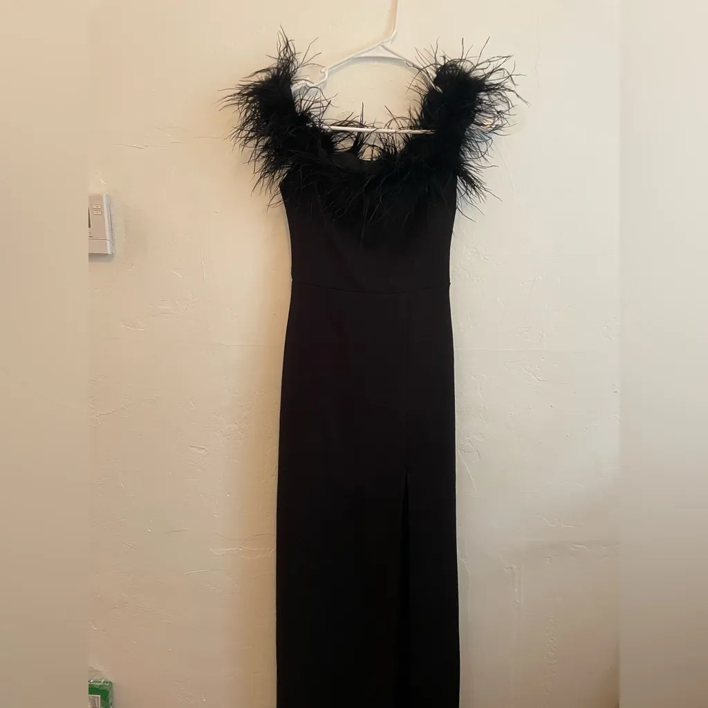 B. Darlin Black Dress with Feathers - Image 3