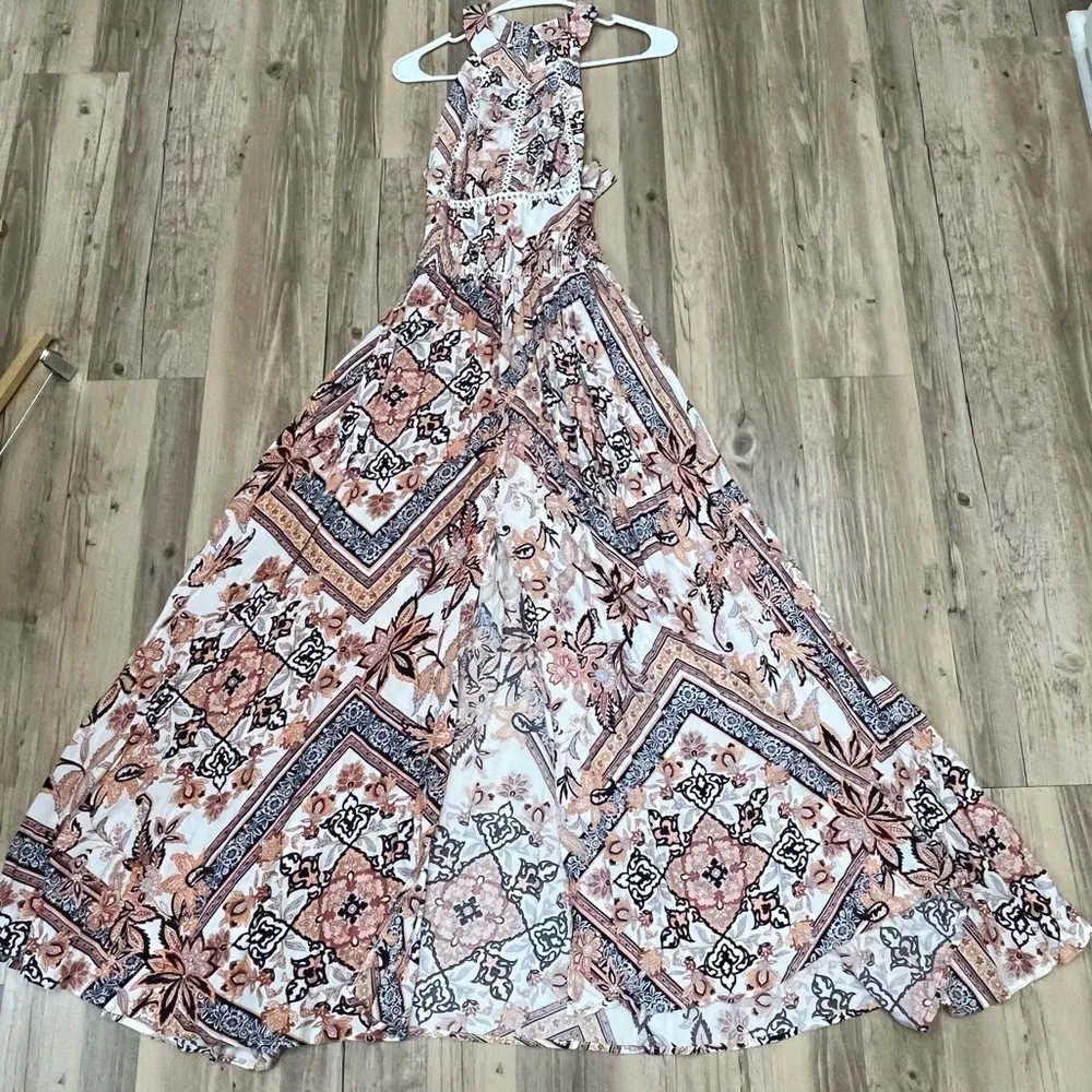 NWT Abel The Label Maxi Dress Womens Cutout Smocked Halter small - Image 10