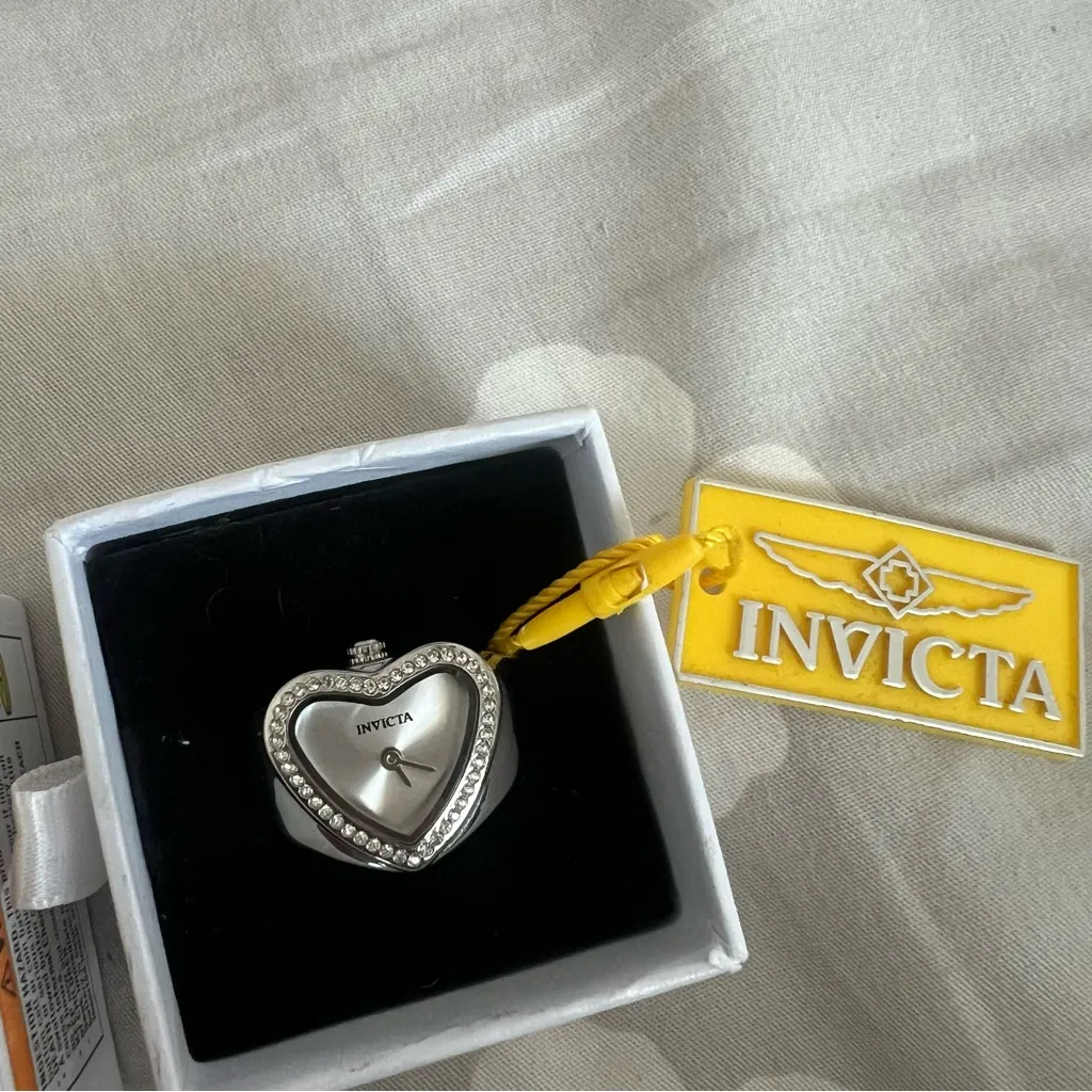 Invicta Silver Heart-Shaped Watch with Crystal Accents - Image 2