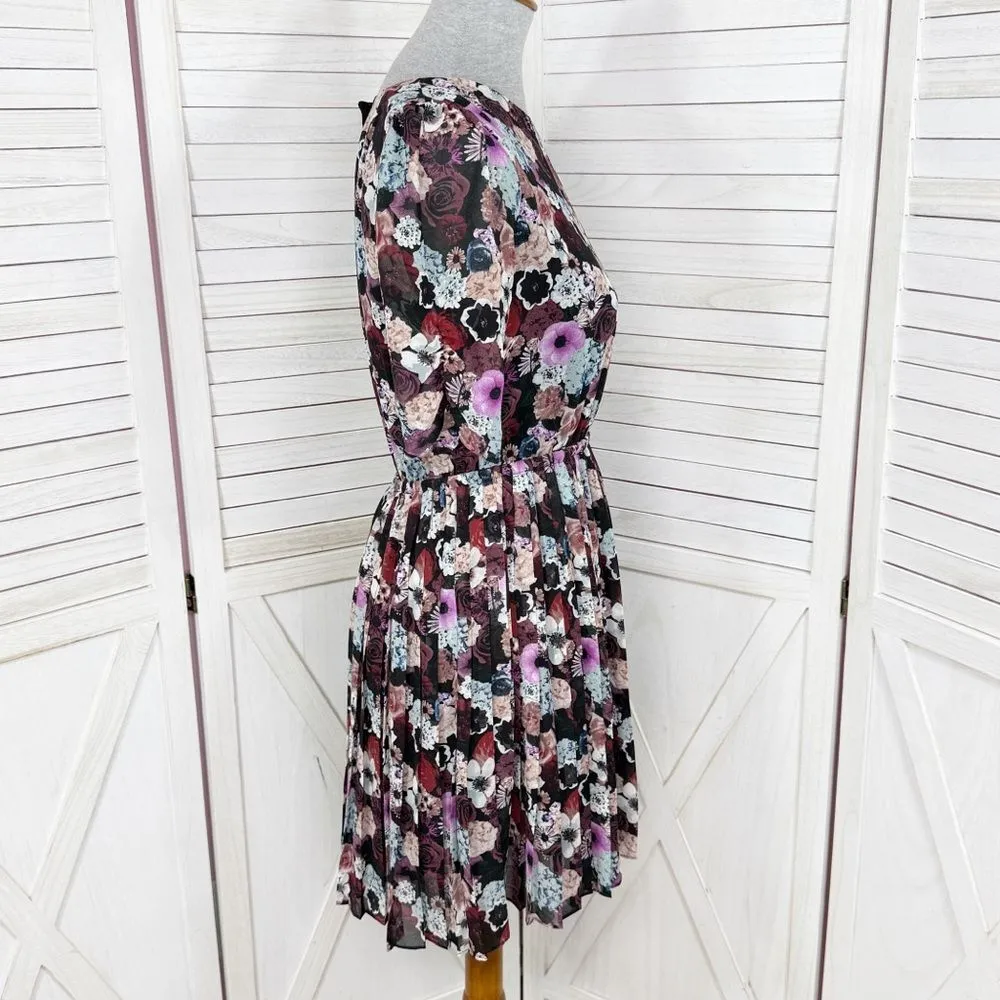 Pins‎ & Needles UO Floral Pleat Skirt Open Back Dress Black Multi Small - Image 4