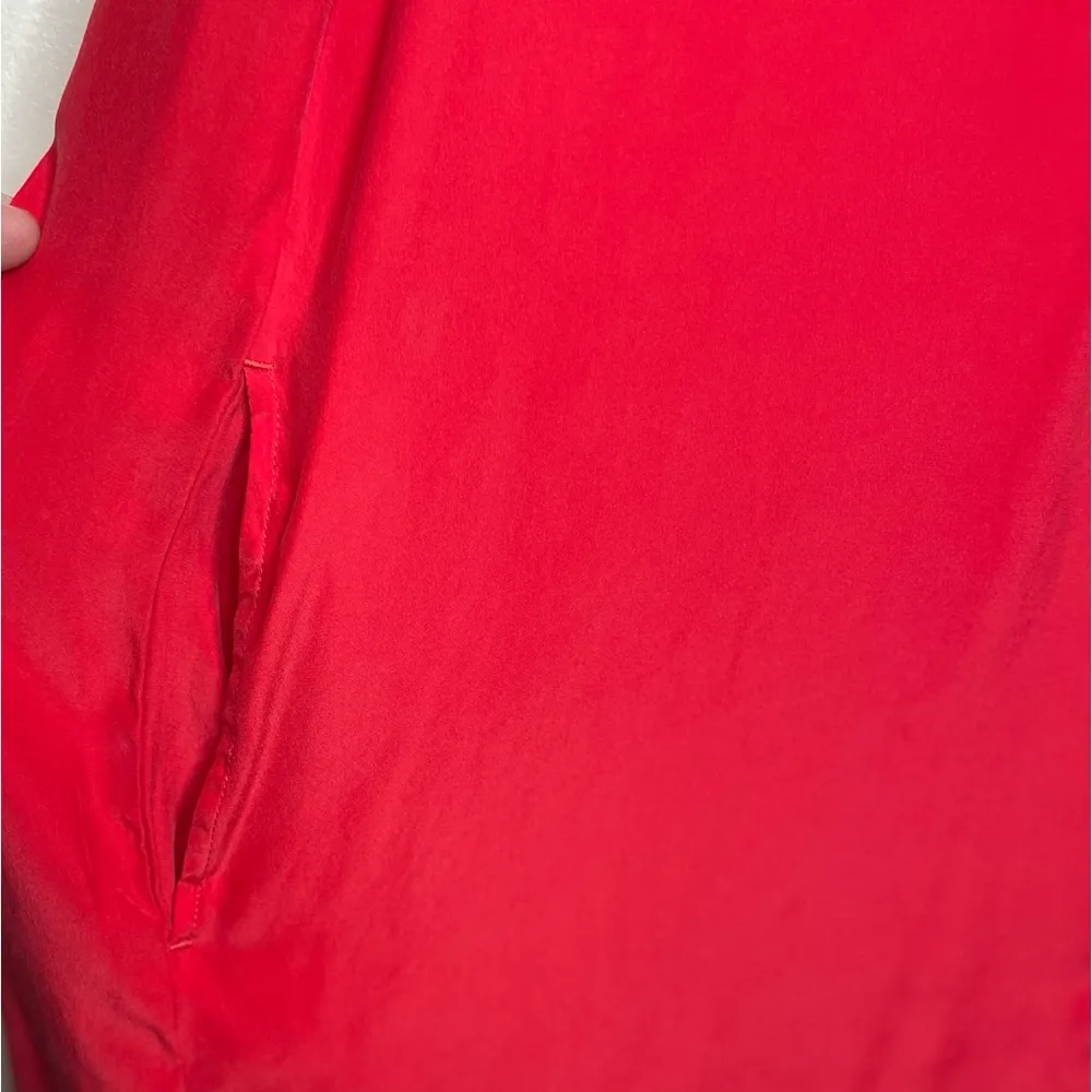 Frame Le Lace-Up Silk Shift Dress Blood Orange Lace Up Dress Red Size XS - Image 3