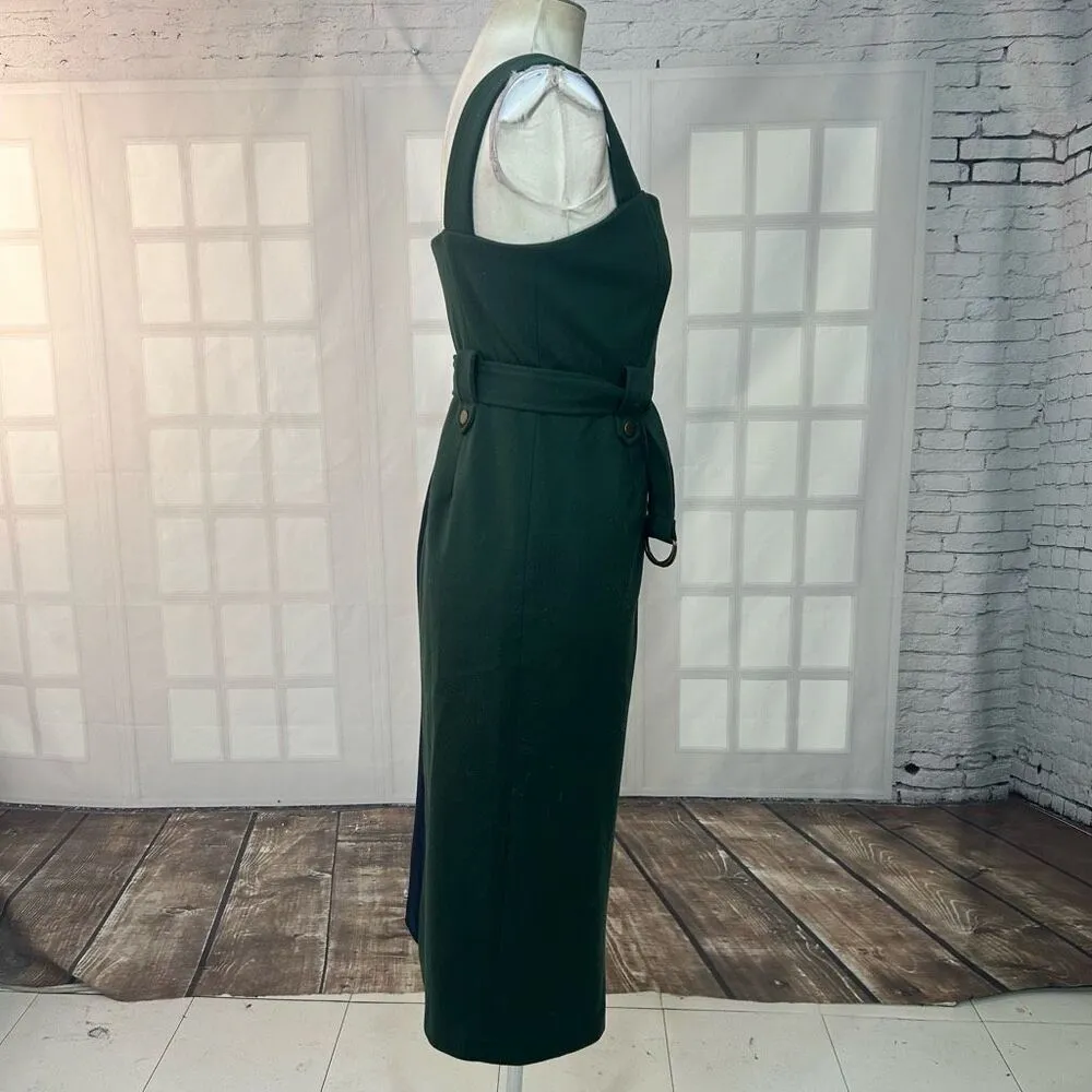 Green and Blue colorblock Sleeveless Midi Zip Up Dress Size Small - Image 6