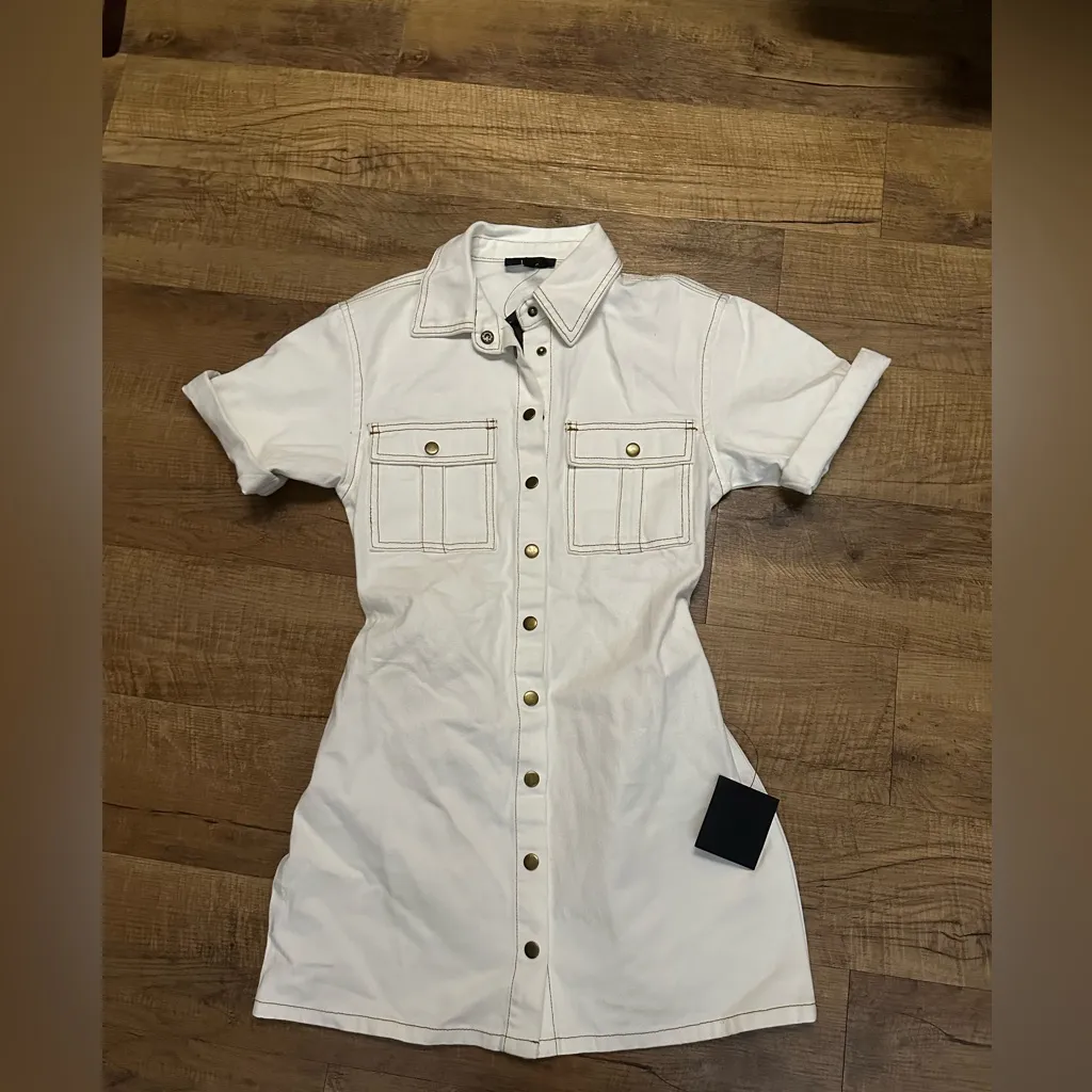 Lulus Renske White Denim Button-Front Mini Dress - Image 5