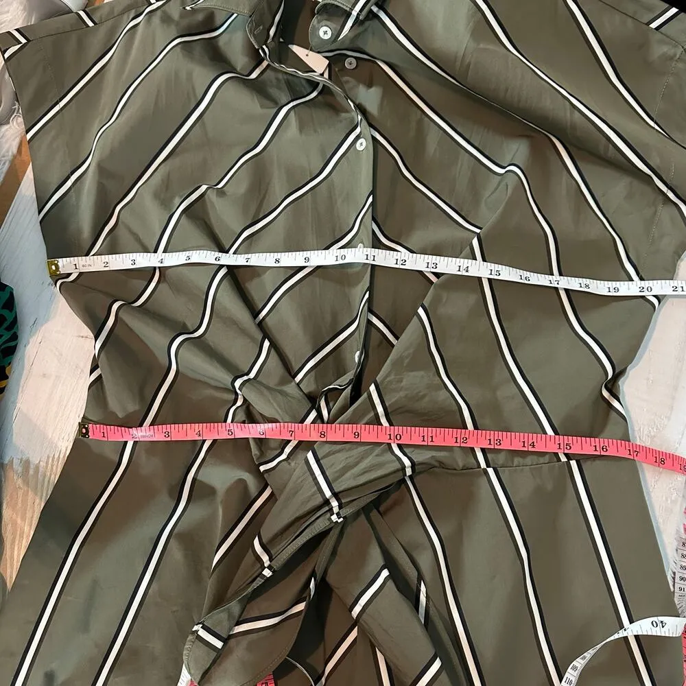 Sara Roka Draetra Striped Poplin Midi Dress Striped Multi Size US 10 IT 46 - Image 10