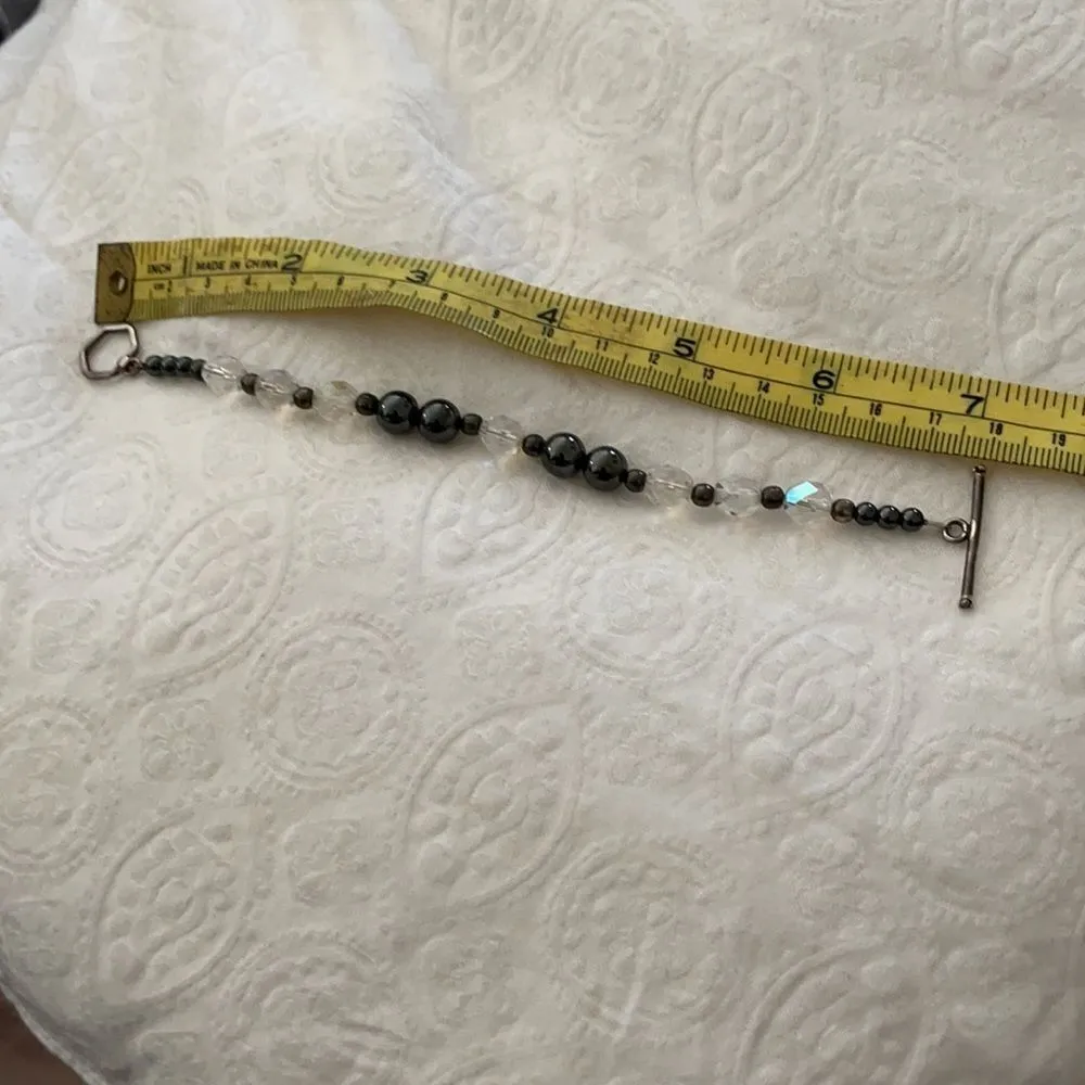 Hematite Swarovski crystal and silver bracelet - Image 4
