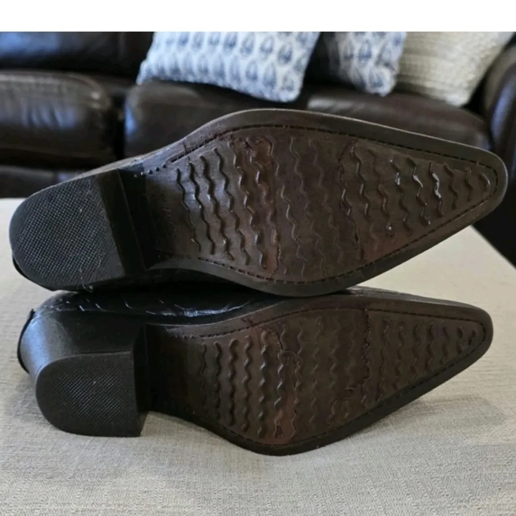 Corkys Women's Rain Tall Boots Crockodile Brown Green Size 7 Rubber Western Work - Image 5