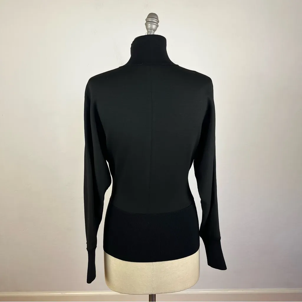 Theory  Black Mixed Media Turtleneck Top - Image 6
