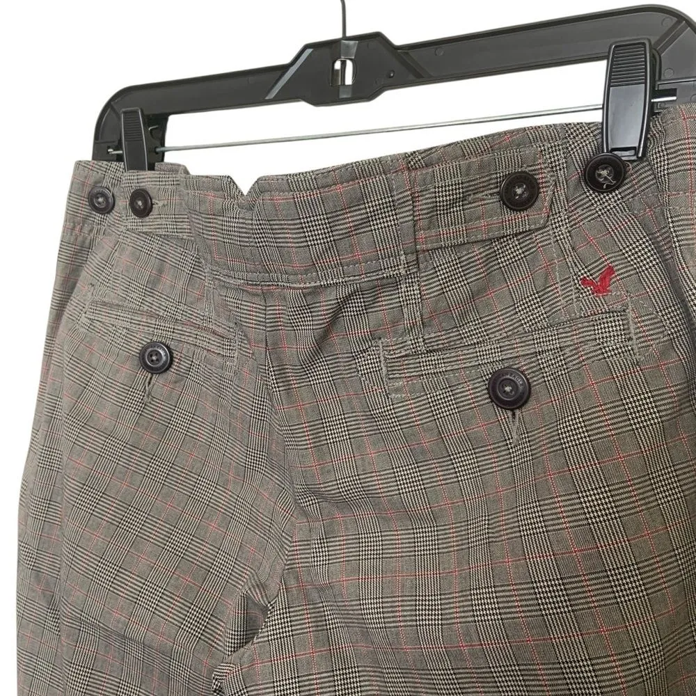 Y2K American Eagle Outfitters 8 Casual Plaid Flare Corpcore Trouser Preppy Pants - Image 5