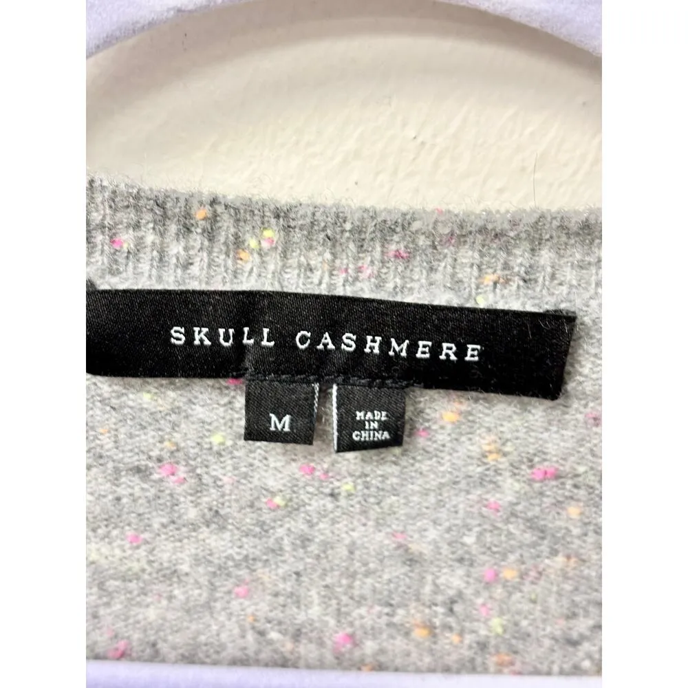 Skull Cashmere Long Sleeve Crew Neck Pullover Sweater Gray Women's Size M - Image 4