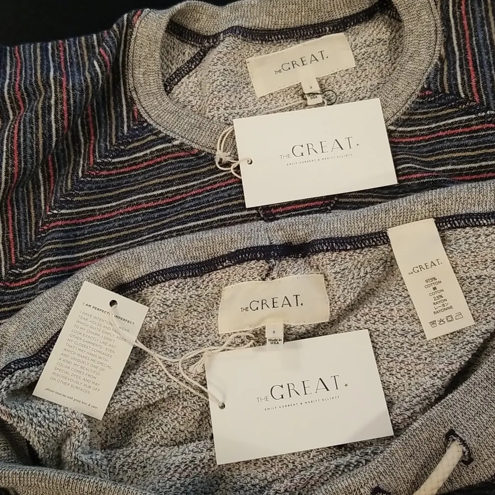 💕THE GREAT💕 Puff Sleeve Sweatshirt + Wide Leg Cropped Sweatpant Large L NWT - Image 13