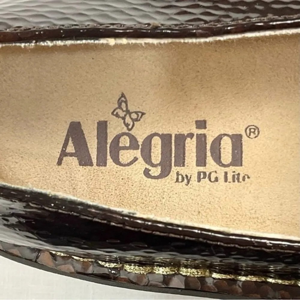 Alegria Mary Jane Shoes Paloma Patent Leather Brown Feliz Sz 37 Animal Print - Image 5