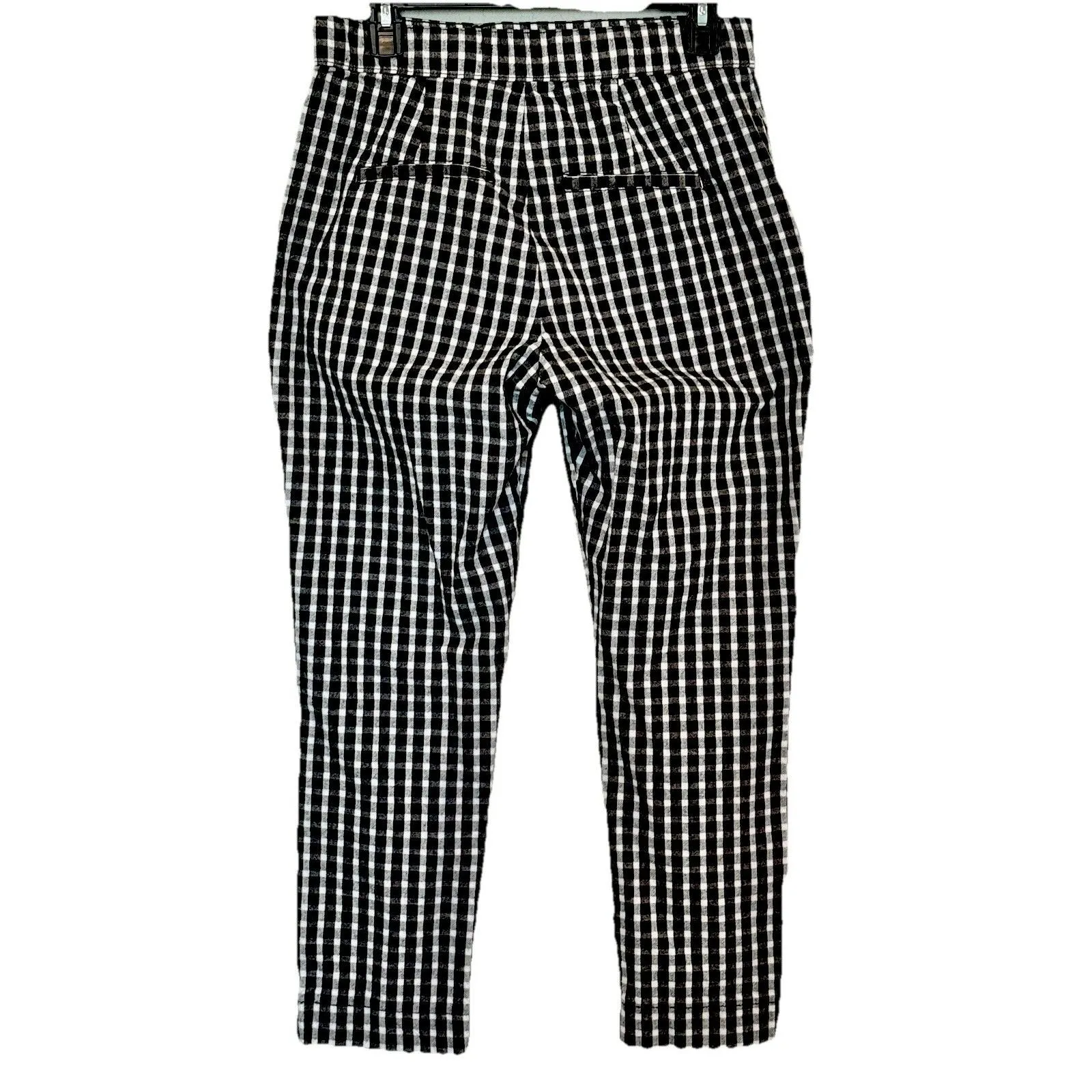 Hollister Pants Womens Size M Black White Plaid Elastic Waist Pockets preppy - Image 2