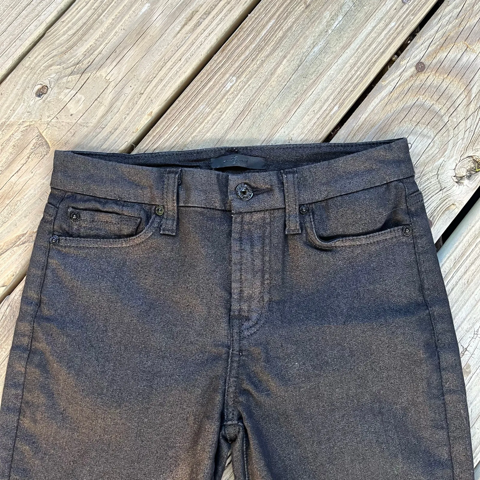 7 For All Mankind Women's Dark Grey Coated Skinny Jeans Size 25 - Image 3