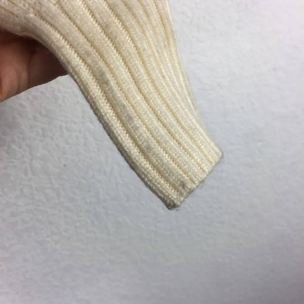 WeWoreWhat Danielle Bernstein Cream Collared Crop Knit Sweater Small - Image 14