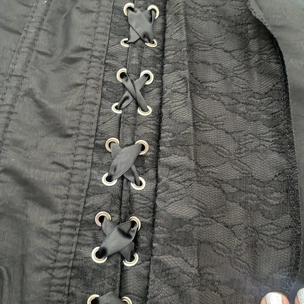 Shapewear woman black Frill Trim Bow Knot Front Lace Up corset Back Lace New 2XL Size undefined - Image 3