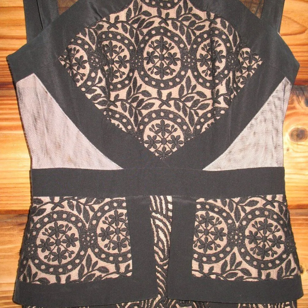 BCBG MAX AZRIA Viviana illusion lace peplum gown Black - Image 6