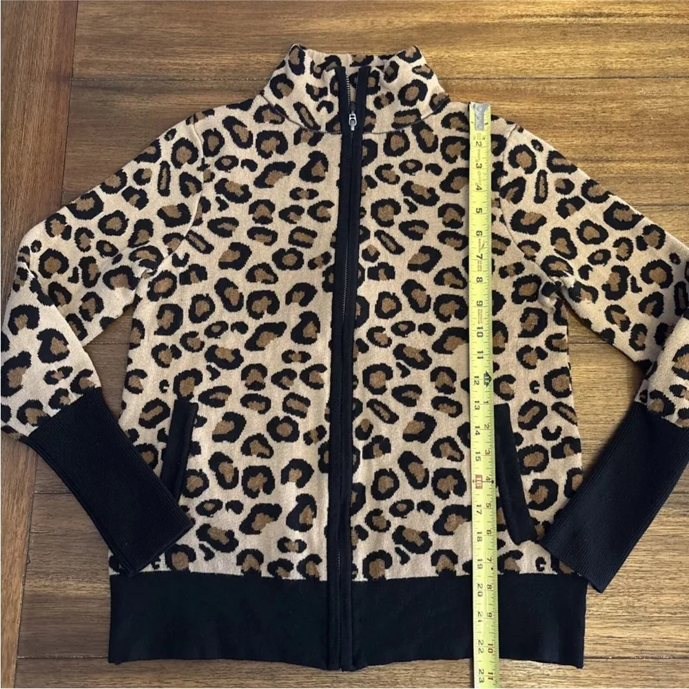 Rachel Zoe Cheetah Full Zip Sweater Cardigan Animal Print Fall Cozy Pockets SZ S - Image 6