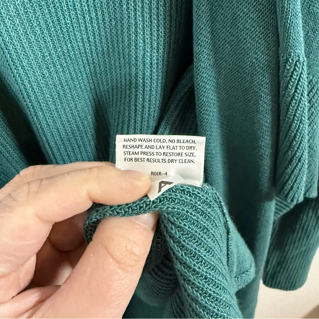 Eileen Fisher Women’s Woven Silk Blend Waterfall Cardigan in Teal Size M - Image 8