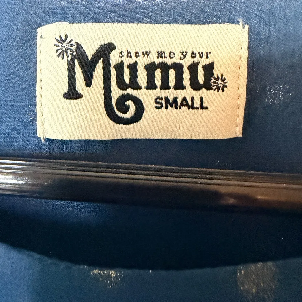 Show Me Your MuMu Navy and Gold Polka Dot Cropped Chiffon Blouse - Image 5