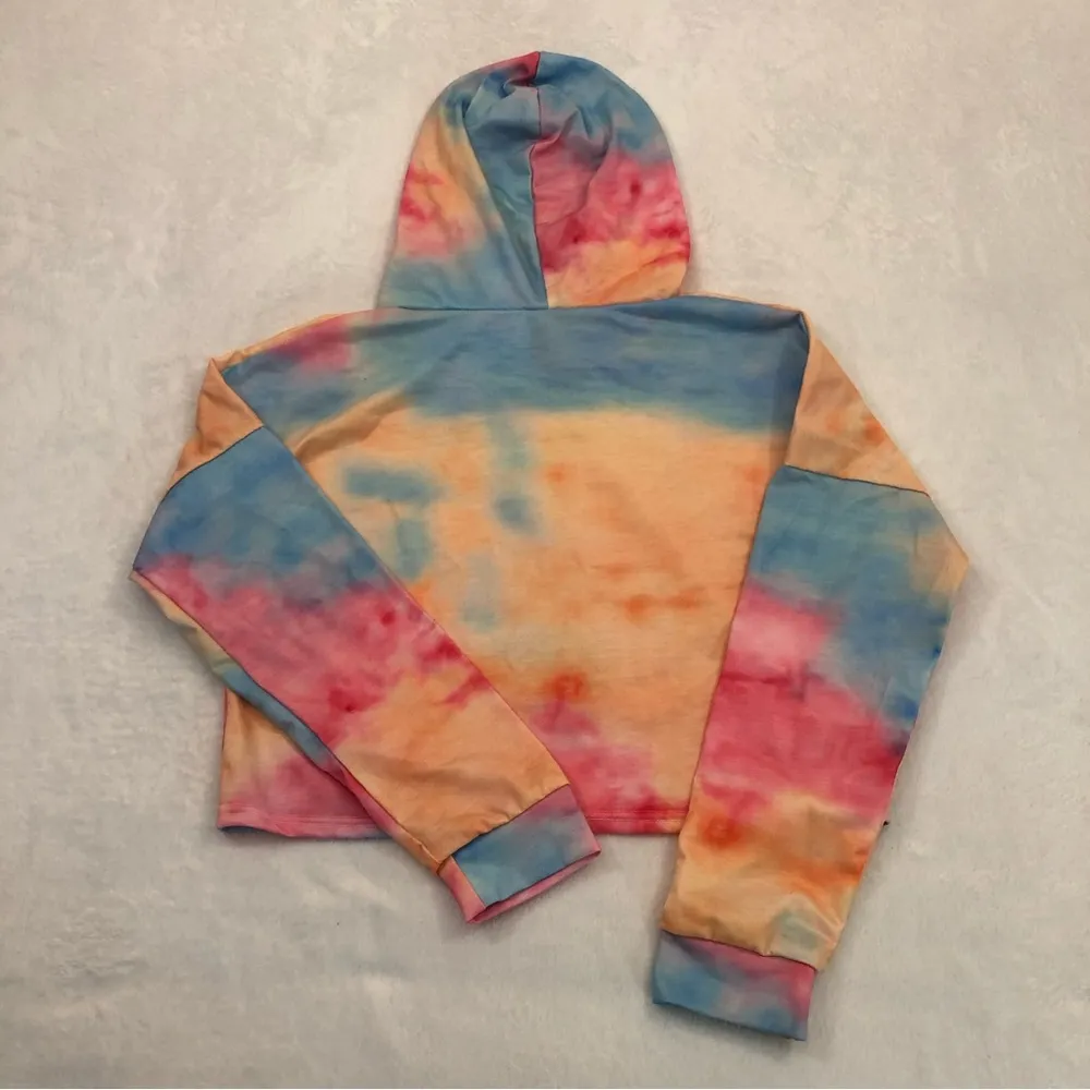 Womens Unbranded Tie Dye Crop Top Lightweight Thin Hoodie Sweatshirt Size M. Size M - Image 3