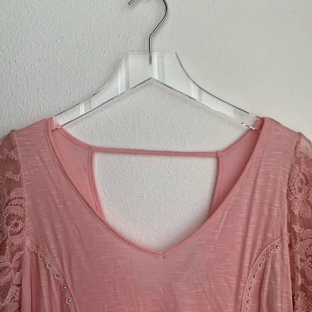 Coffee & Cake Light Pink Lace Beaded Detail Blouse Small - Image 74