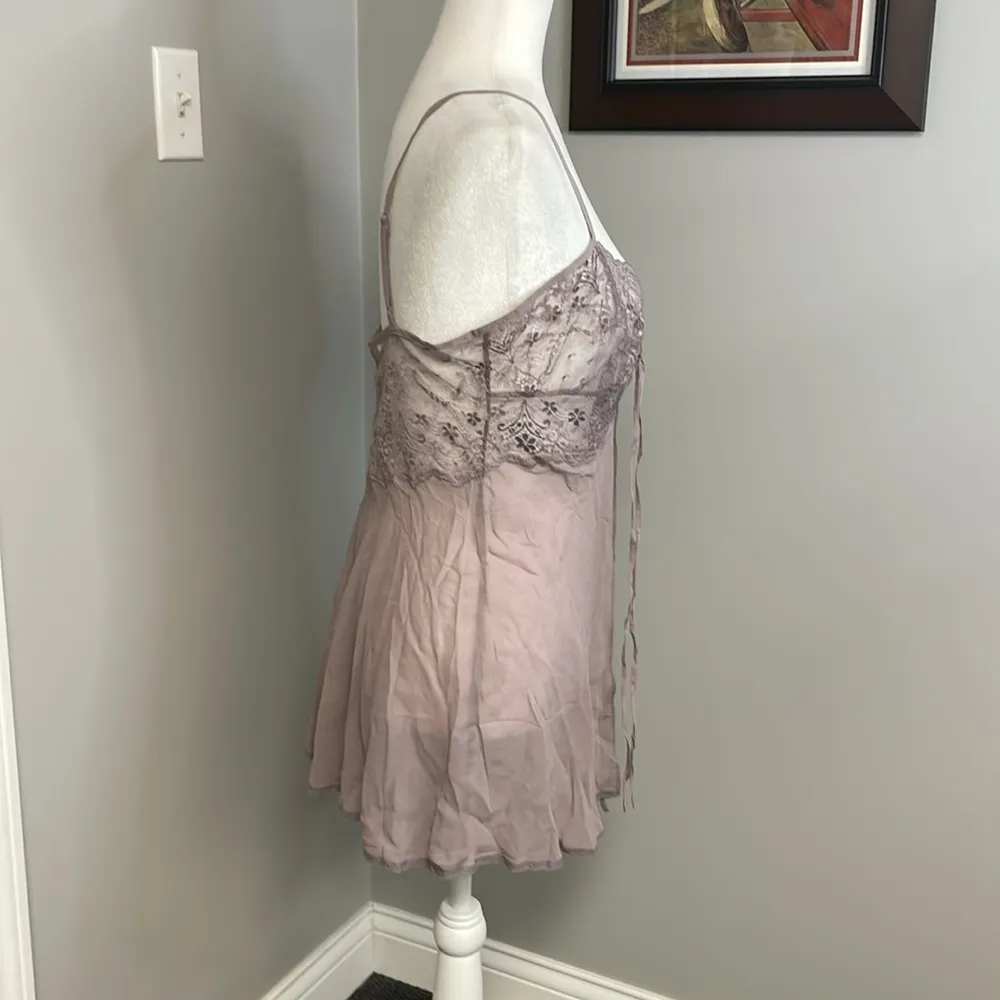 100% Silk Victoria's Secret Lavender Mauve Lace Lingerie Medium Sexy Mobwife - Image 4