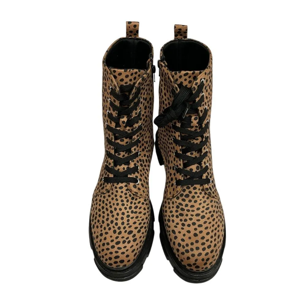 Olivia Miller Women's Normie Leopard Print Combat Boots Tan Black Size 11 Trendy - Image 3