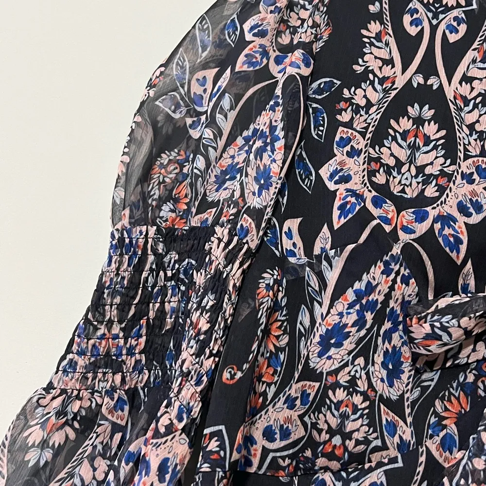 CUPSHE small Selby paisley print gigot sleeve v-neck dress lined ties in front - Image 6