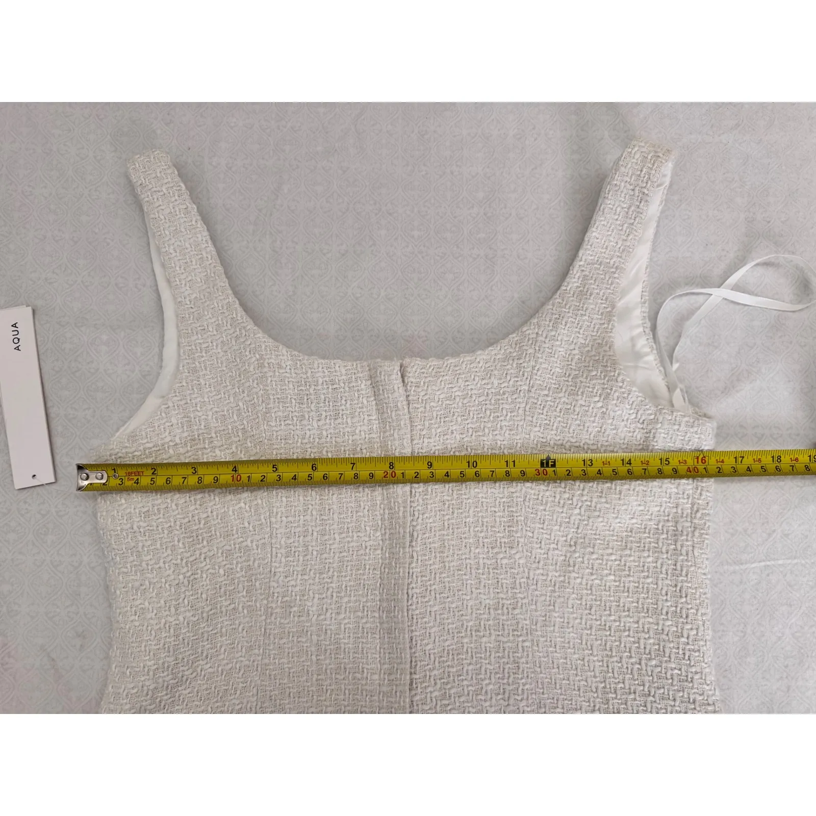 AQUA Textured Tweed Tank‎ Top Pearl Button Sleeveless Ivory Cream Size M - Image 6