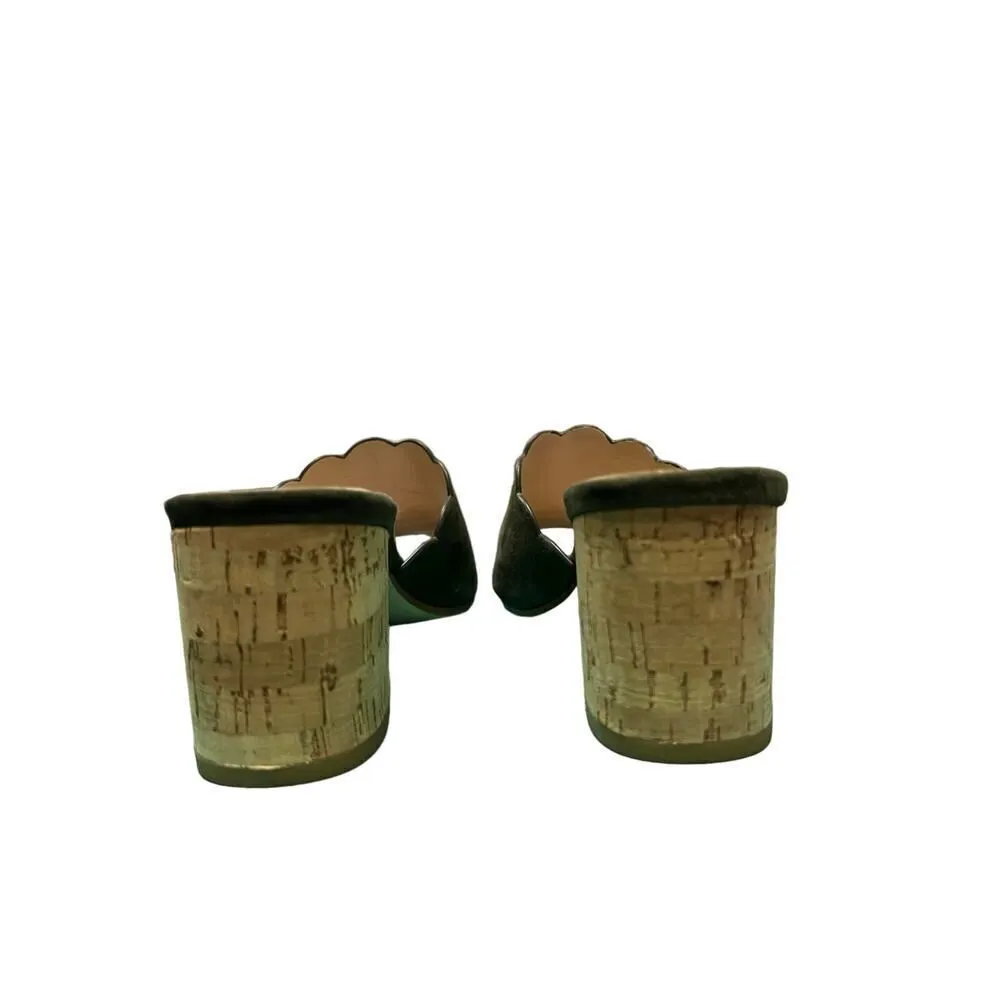 KATE SPADE SCALLOPED GREEN SUEDE OPEN TOE HEELS SIZE 7 - Image 8